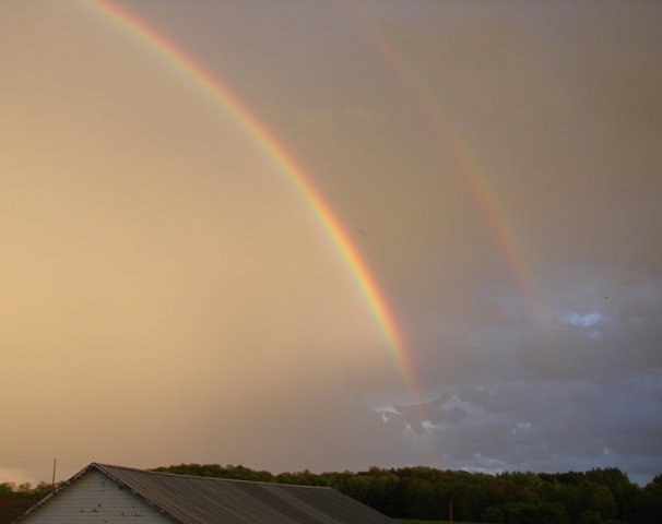 Day ends with a double rainbow