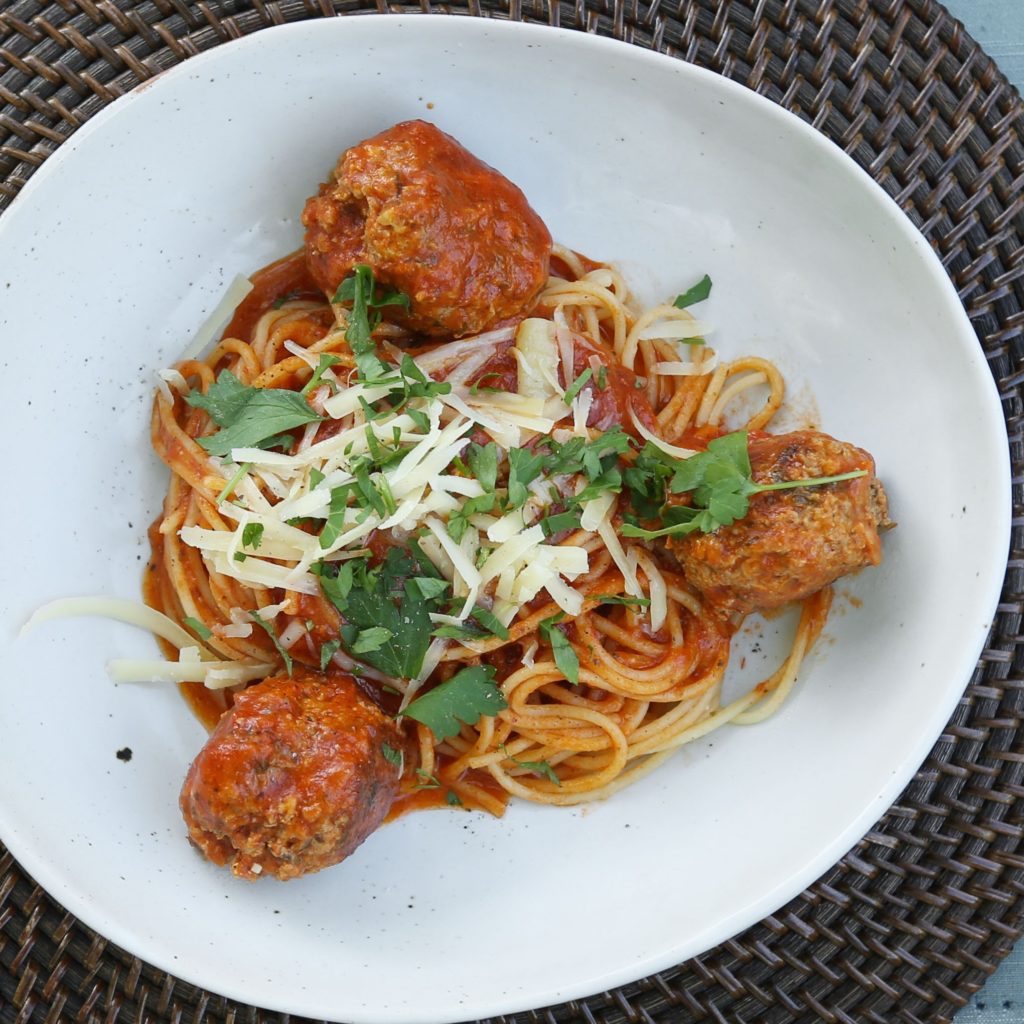 Goat meatballs with spagetti