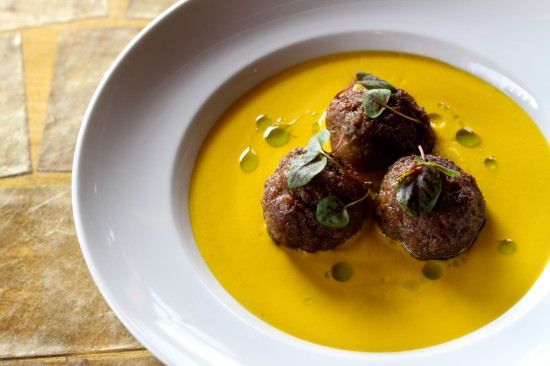 Goat Meatballs with Belgian Carrot Soup