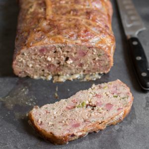 Lamb and goat bacon meatloaf