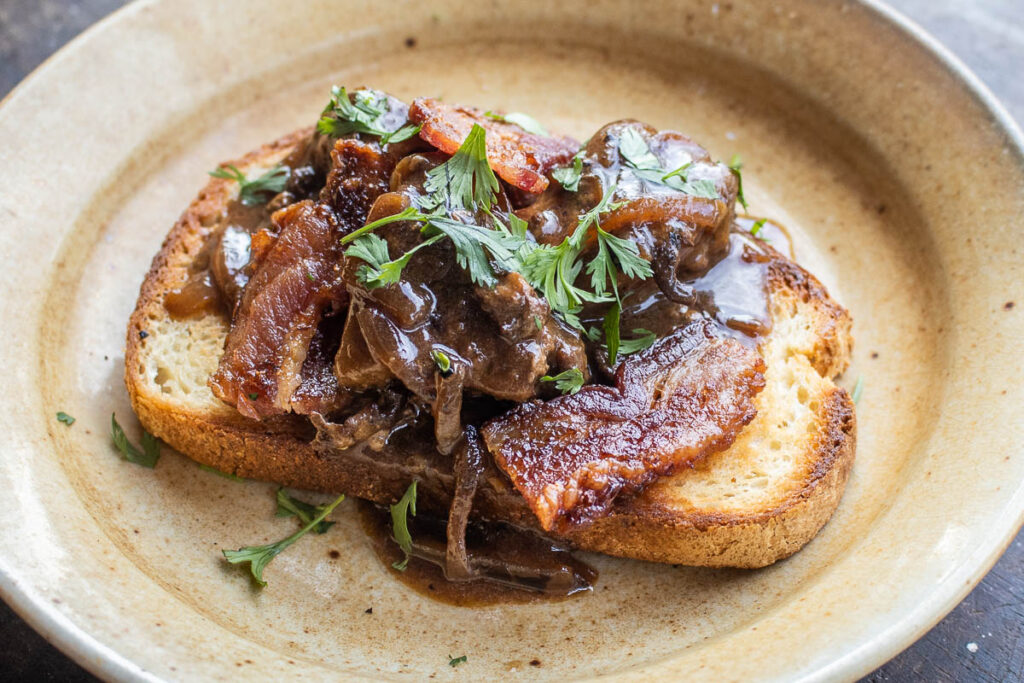Lambs Fry Recipe with Bacon and Caramelized Onions