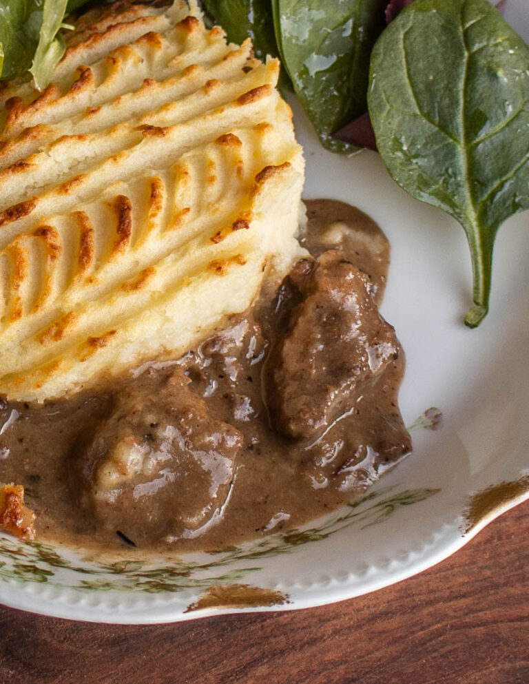 Steak and Lamb Kidney Pie with Potato Crust