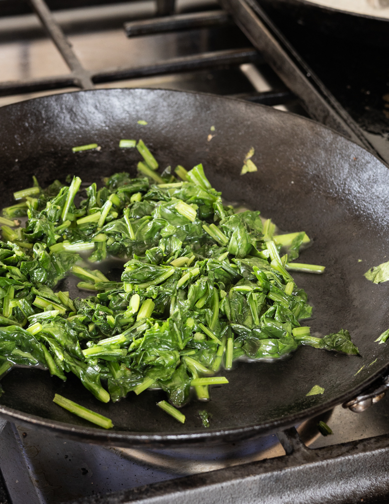 cooking wild beet greens or beta vulgaris